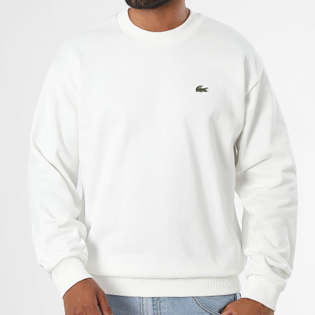 Lacoste - Sweat Crewneck Classic Fit Logo Brodé Crocodile Blanc
