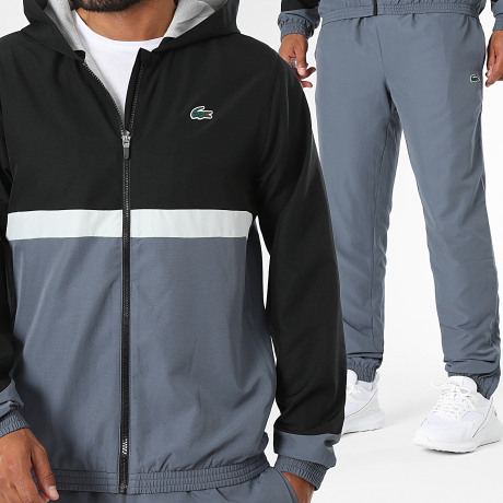 Lacoste - Conjunto de Chándal Regular Fit Logo Cocodrilo Gris Antracita Negro