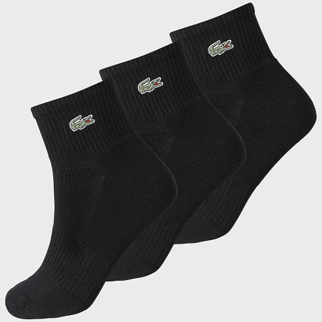 Lacoste - Pack de 3 Pares de Calcetines Logo Bordado Cocodrilo Negro