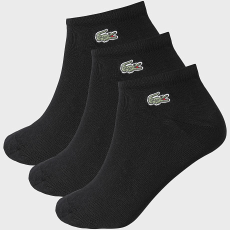 Lacoste - Pack de 3 Pares de Calcetines Logo Bordado Cocodrilo Negro