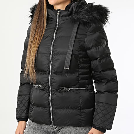 Deeluxe - Plumífero con capucha piel cremallera Mujer Ginnie 05V678W Negro