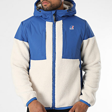 K-Way - Jacket Fleece Hooded Samson 4.0 Orsetto Royal Blue Light Beige