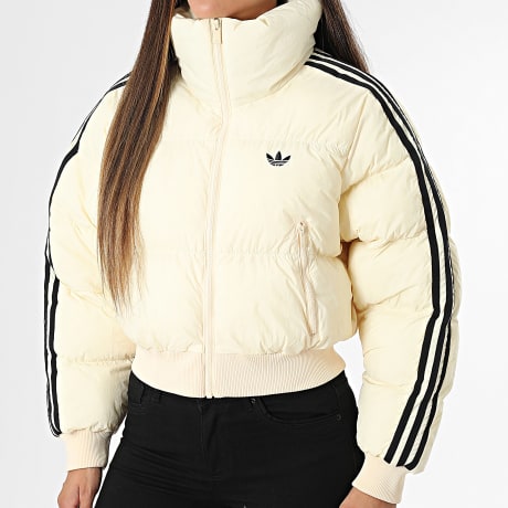 Adidas Originals - Daunenjacke Reißverschluss Mit Streifen Frau Adicolor KR9552 Beige