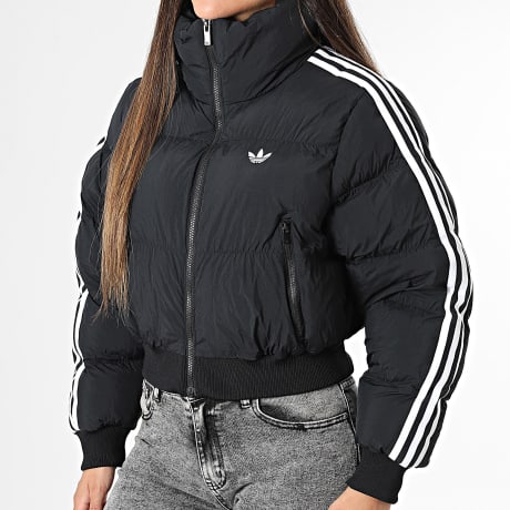 Adidas Originals - Daunenjacke Reißverschluss Mit Streifen Frau Adicolor KT4231 Schwarz