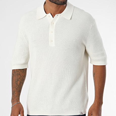Calvin Klein - Polo Manches Courtes Texturé RF316 Beige Clair