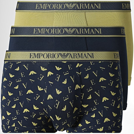 Emporio Armani - Pack de 3 Boxers EM000259-AF25019 Azul Marino Verde Kaki Claro