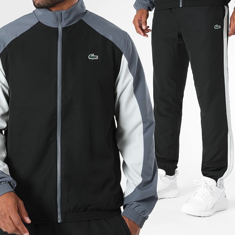 Lacoste - Conjunto Chándal Regular Fit Logo Cocodrilo Negro Gris