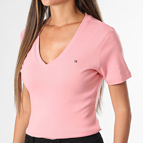 Tommy Hilfiger - T-Shirt Slim V-Hals Dames Cody 0584 Roze