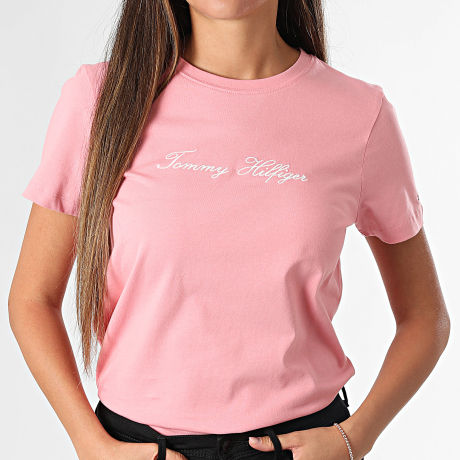 Tommy Hilfiger - Camiseta Mujer Script 5746 Rosa