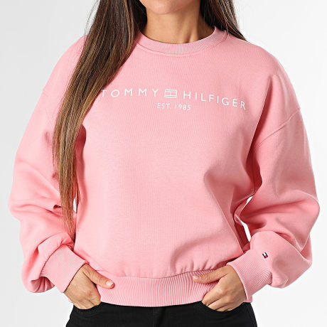 Tommy Hilfiger - Sudadera Crewneck Mujer Corp Logo 7831 Rosa