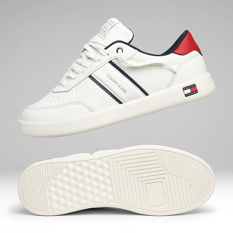 Tommy Jeans - Baskets Lightweight Flag Leather Court 1758 Rwb