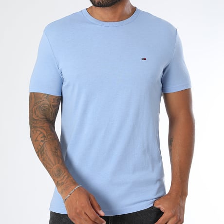 Tommy Jeans - Tee Shirt Slim Jaspe 0363 Bleu Clair