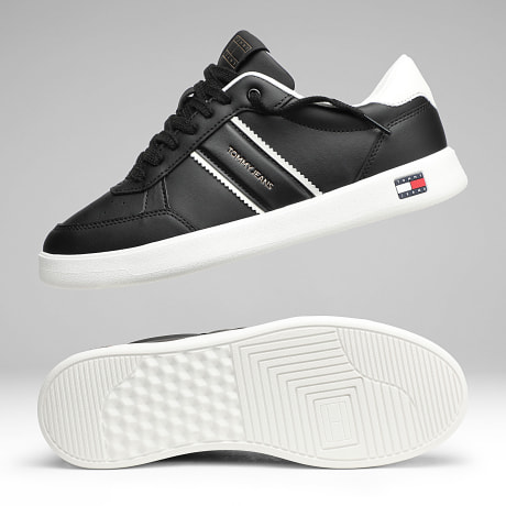 Tommy Jeans - Baskets Lightweight Flag Leather Court 1758 Black