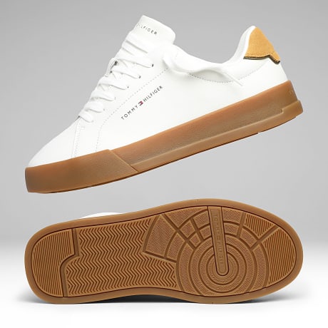 Tommy Hilfiger - Baskets Court Leather Detail Essential 5367 Ecru Yellow Mustard