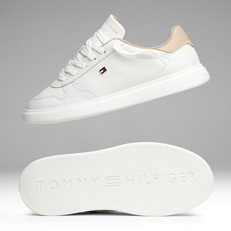 Tommy Hilfiger - Baskets Femme Icon Court 9601 Ecru Horseradish