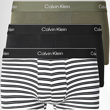 Calvin Klein - Pack de 3 Boxers 4389 Negro Blanco Verde Kaki