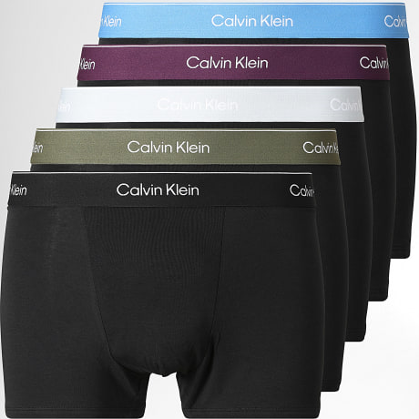 Calvin Klein - Lot De 5 Boxers NB4437 Noir Gris Clair Violet Bleu Vert Kaki