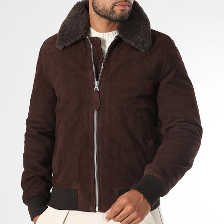 Schott NYC - Leren jas met rits Downtows Bruin