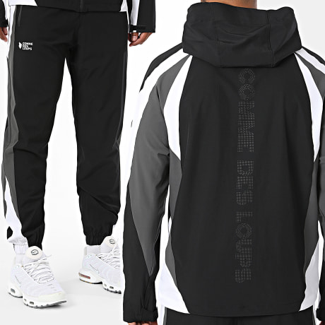 Comme Des Loups - Co-ord Set Jas met Capuchon en Rits En Joggingbroek Dive Zwart Antracietgrijs