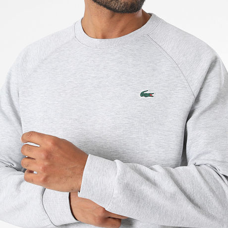 Lacoste - Sweat Crewneck Regular Fit Logo Crocodile Gris Chiné