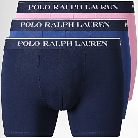 Polo Ralph Lauren - Lot De 3 Boxers Bleu Marine Bleu Roi Rose