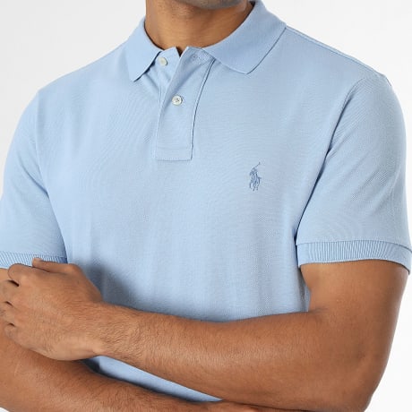 Polo Ralph Lauren - Polo Manches Courtes Custom Slim Fit Original Player Bleu Clair