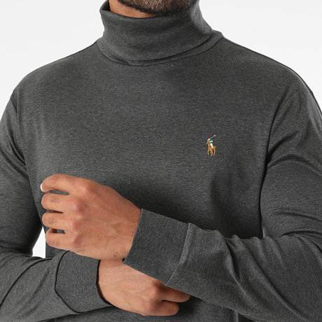 Polo Ralph Lauren - Sweat Col Roulé Oxford Grijs Anthraciet Gemêleerd