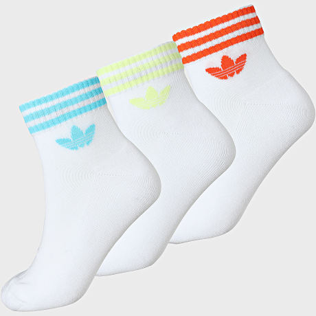 Adidas Originals - Pack de 3 pares de calcetines 3 Stripes KQ9042 Blanco Azul Naranja Amarillo