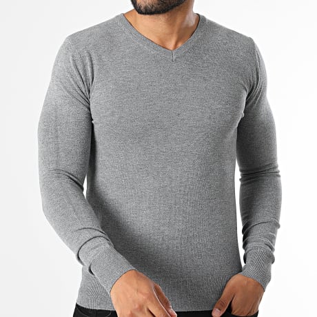 Classic Series - Maglia Collo a V a Maglia 662 Grigio