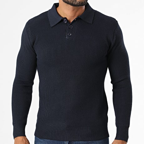 Classic Series - Pull Col Boutonné 927 Bleu Marine