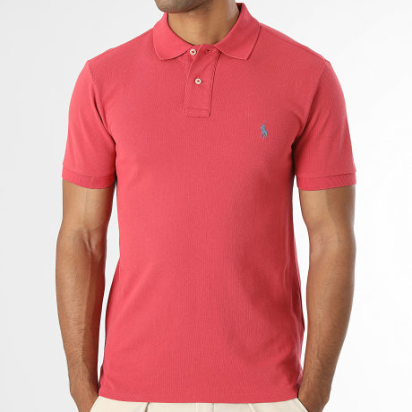 Polo Ralph Lauren - Polo Manches Courtes Slim Original Player Rouge Gris