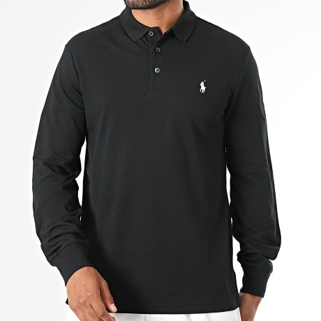 Polo Ralph Lauren - Polo Lange Mouwen Custom Slim Fit Original Player Zwart Wit