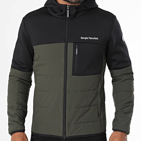 Sergio Tacchini - Veste Capuche Zippée Mappatella 41737 Noir Vert Kaki