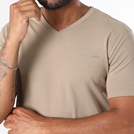 Teddy Smith - Camiseta Cuello V Tawax 2 11016800D Beige Oscuro