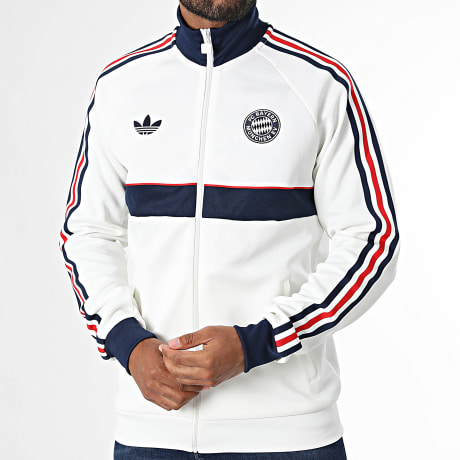 Adidas Originals - Veste Zippée 3 Stripes Bayern Munich KG2241 Blanc Bleu Marine