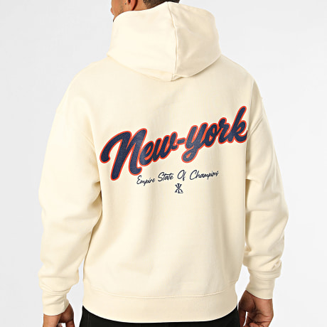 Luxury Lovers - Felpa con Cappuccio Relaxed NY New York Beige