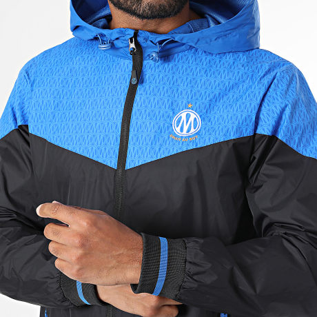 OM - Windjack Waterdicht Fan M26014 Zwart Koninklijk Blauw