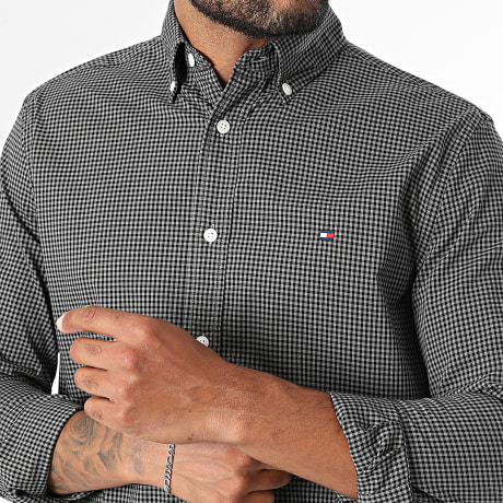 Tommy Hilfiger - Camisa Manga Larga Regular Fit A Cuadros Gingham 4569 Gris Antracita Negro