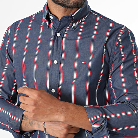 Tommy Hilfiger - Camisa Manga Larga Regular Fit A Rayas Ground 4588 Azul Marino