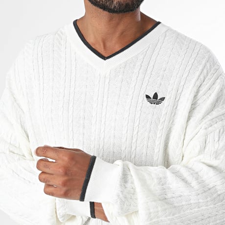 Adidas Originals - Pull Col V Cable Knit KR9768 Blanc