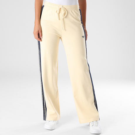 Adidas Originals - Pantalon Jogging A Bandes Femme Knit Firebird TP KS7363 Jaune Clair Bleu Marine