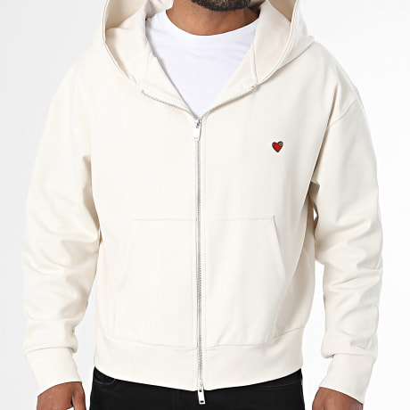 ADJ - Sweat Zippée Capuche Cœur 122 Beige Clair