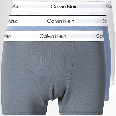 Calvin Klein - Pack aus 3 Boxers NB4286 Weiß Hellblau Anthrazitgrau