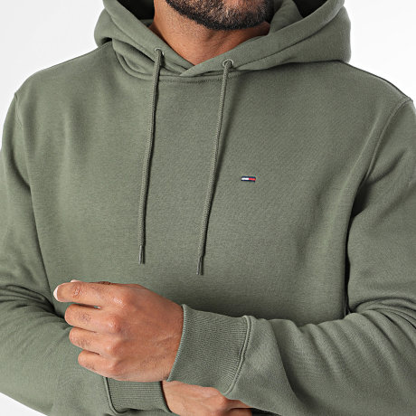 Tommy Jeans - Sweat Capuche Flag 0742 Vert Kaki