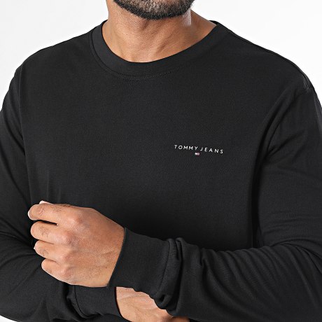 Tommy Jeans - Tee Shirt Manches Longues Cheast Linear 1594 Noir