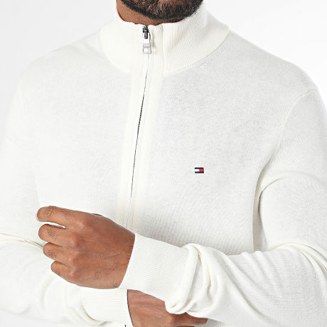 Tommy Hilfiger - Cardigan Zippé En Maille 8050 Beige Clair
