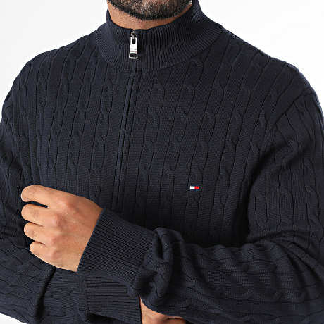 Tommy Hilfiger - Pull Classic Cable Zip 6532 Bleu Marine