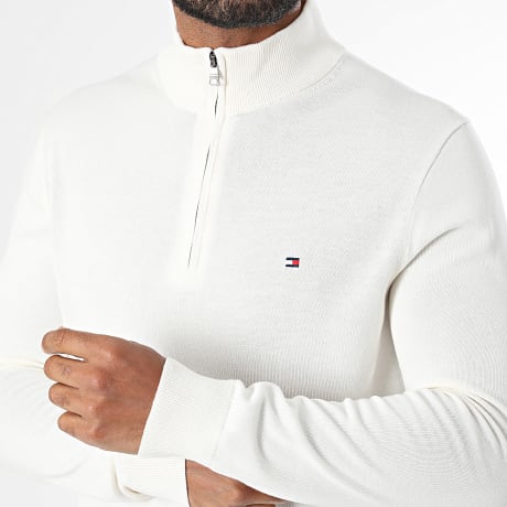 Tommy Hilfiger - Pull Col Zippé Essential Cotton 7331 Beige Clair