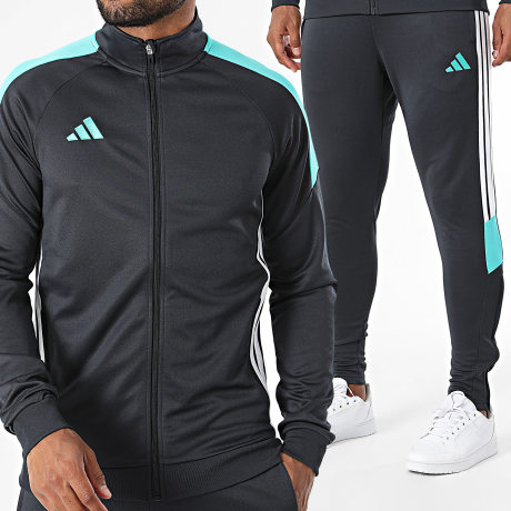 Adidas Sportswear - Ensemble De Survêtement A Bandes Tiro 26 Essentials KS8333 Gris Anthracite Turquoise