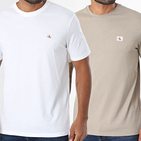 Calvin Klein - Pack aus 2 T-Shirts RD248 Weiß Dunkelbeige